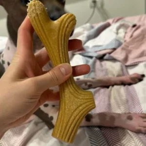 Băț de mestecat din coarne de lemn primit de la clienta M****a.