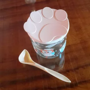 Set capac din silicon pentru conserve de hrană pentru câini și lingură primit de la clientul E*****u.