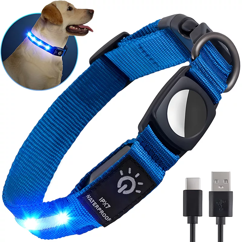 zgardă pentru câini, zgardă pentru câini cu AirTag, zgardă pentru câini cu tracker, zgardă pentru câini impermeabilă, zgardă pentru câini cu LED