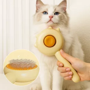 pet comb, cat comb, self cleaning cat brush, dematting comb, cat deshedding tool, cat grooming brush